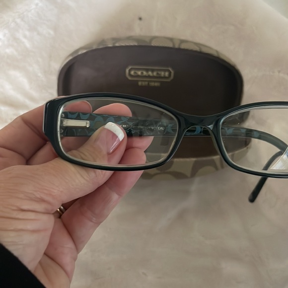 Coach teal women’s eyeglasses with signature c monogram on inner arms. - Picture 10 of 16